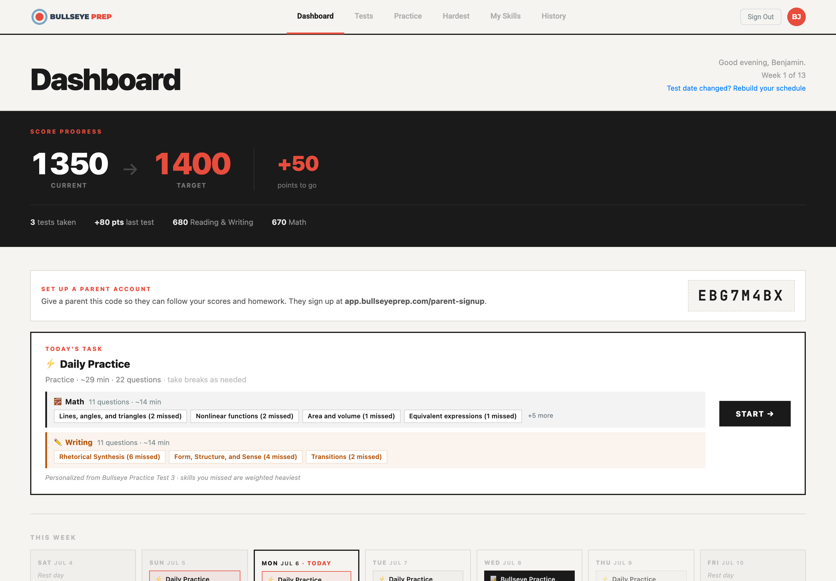 Student dashboard