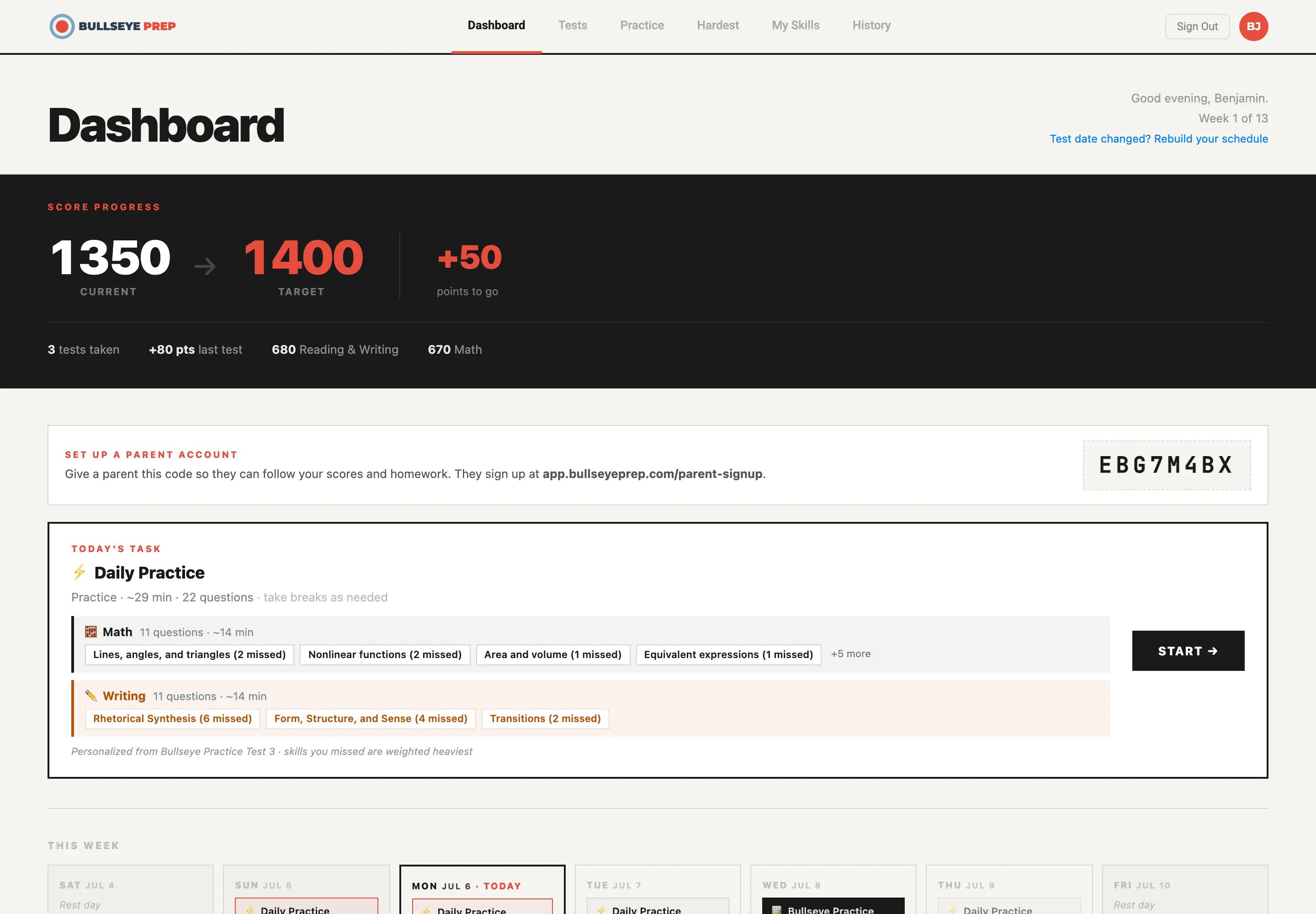Student dashboard