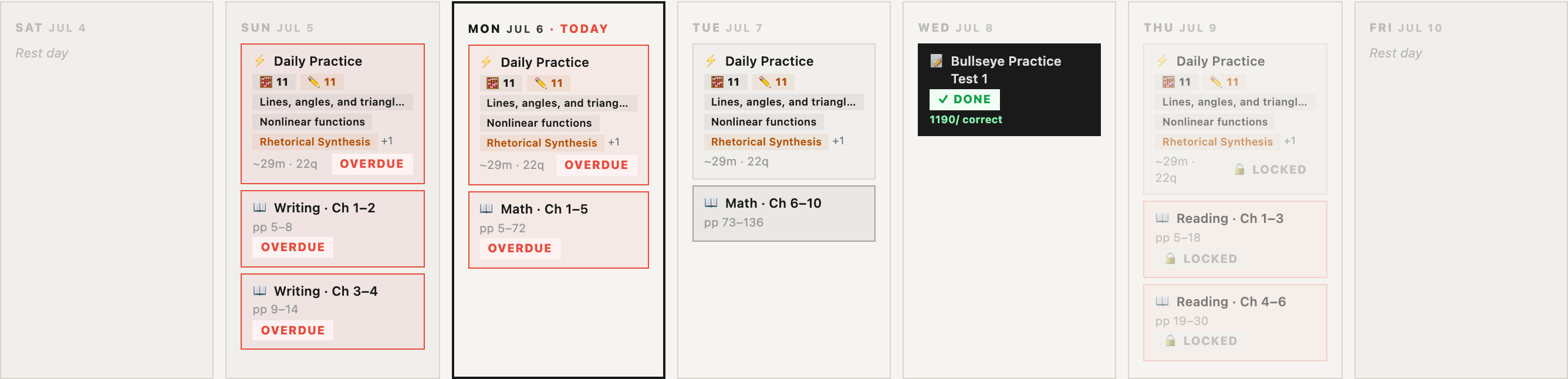Weekly calendar