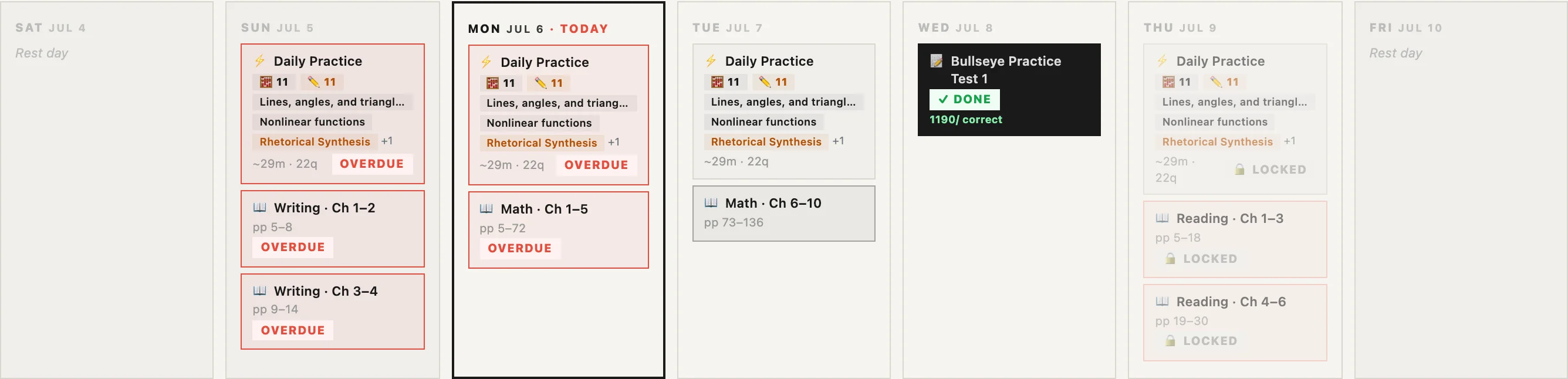 Weekly calendar